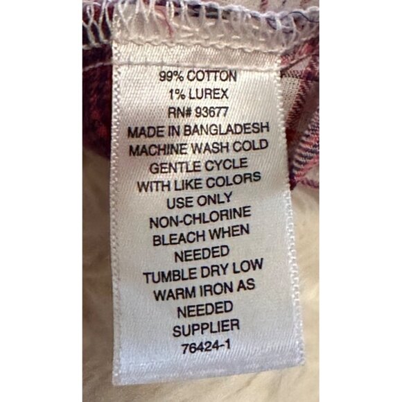 St. John's Bay Button-Down Red White Plaid Shirt Cotton Blend Women's Size PM - Picture 5 of 14